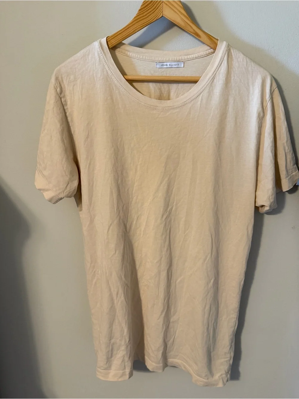John Elliott Classic Crew Cotton T-Shirt in Ecru Made in USA Size 2